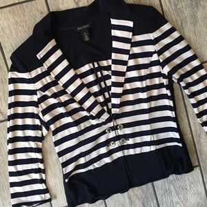 WHBM Soft Blazer 3/4 Sleeve Sz. 10 Striped EUC